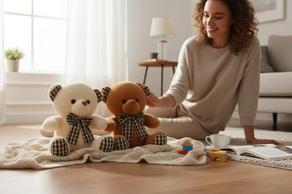 PELUCHE DE OSO DE CUADROS 23cm REF.2719