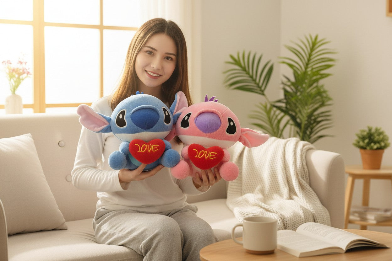 PELUCHE DE  STICH Y ANGELA DE CORAZON 18CM REF.2681