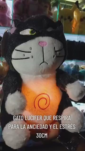 PELUCHE DE GATO LUCIFER QUE RESPIRA PARA LA ANCIEDAD 30CM REF.0904